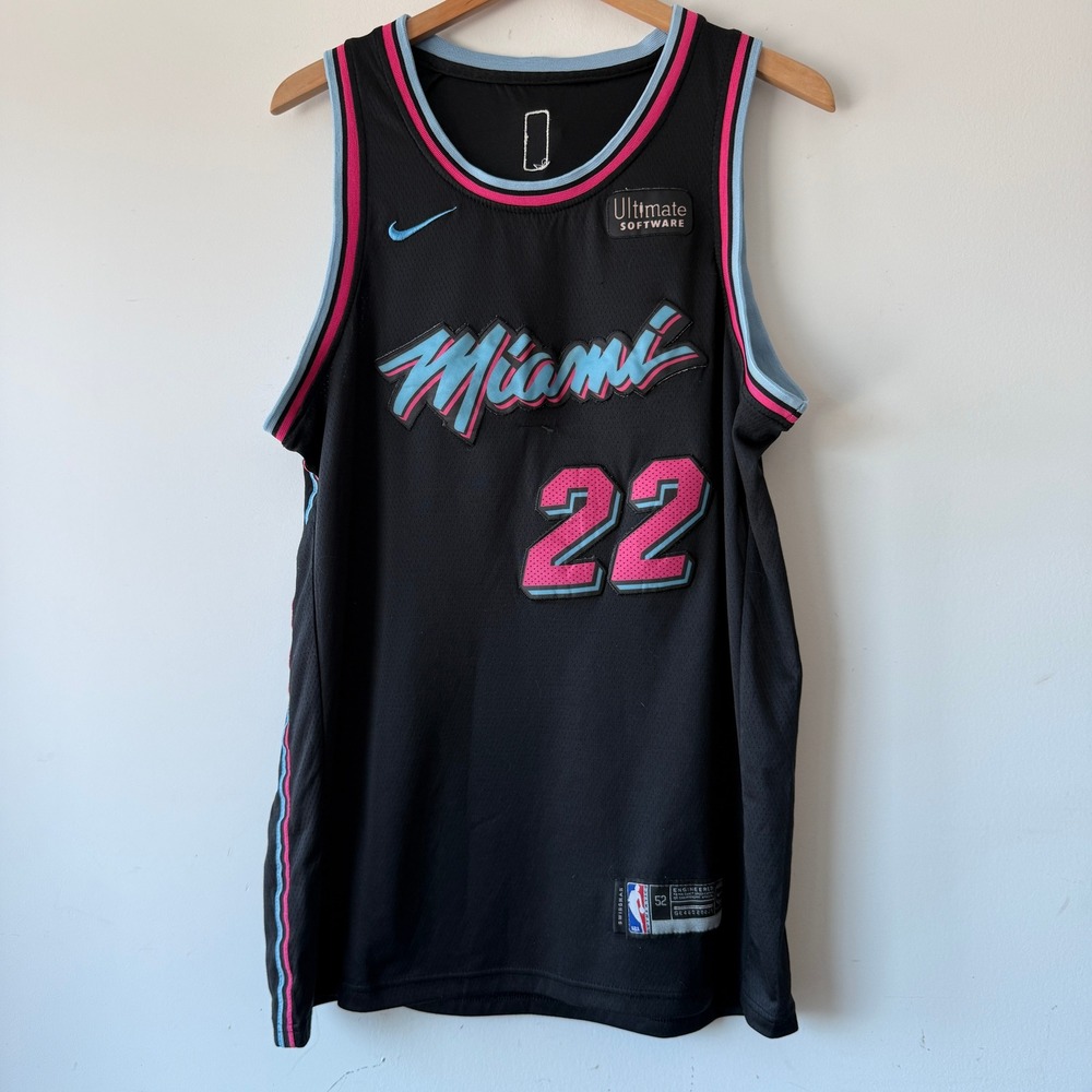 Nike Miami Heat Jimmy Butler Vice Nights City Edition Jersey Black Mens 52 Large